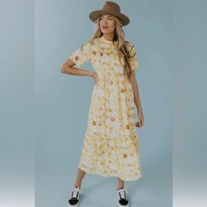Roolee Plus Size Printed Mom Nursing Dress Yellow Pink Blue Floral XXL XXXL